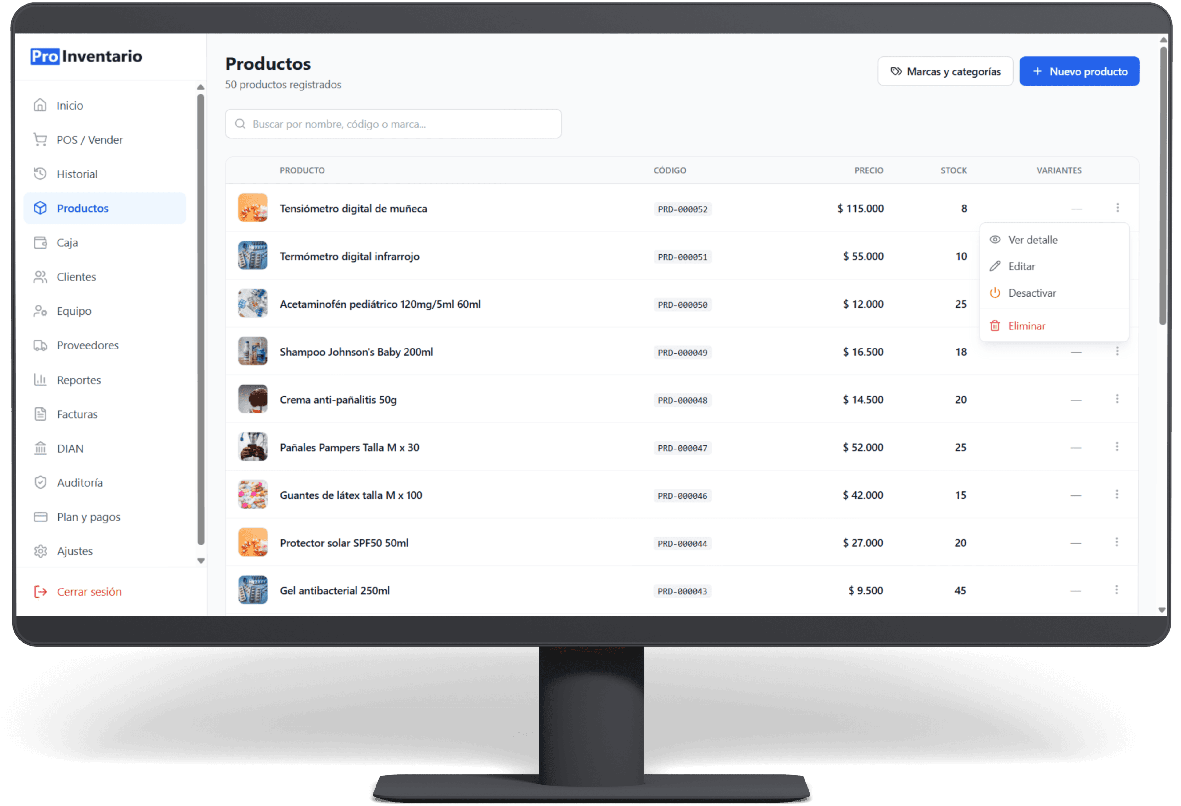 Gestión de productos e inventario